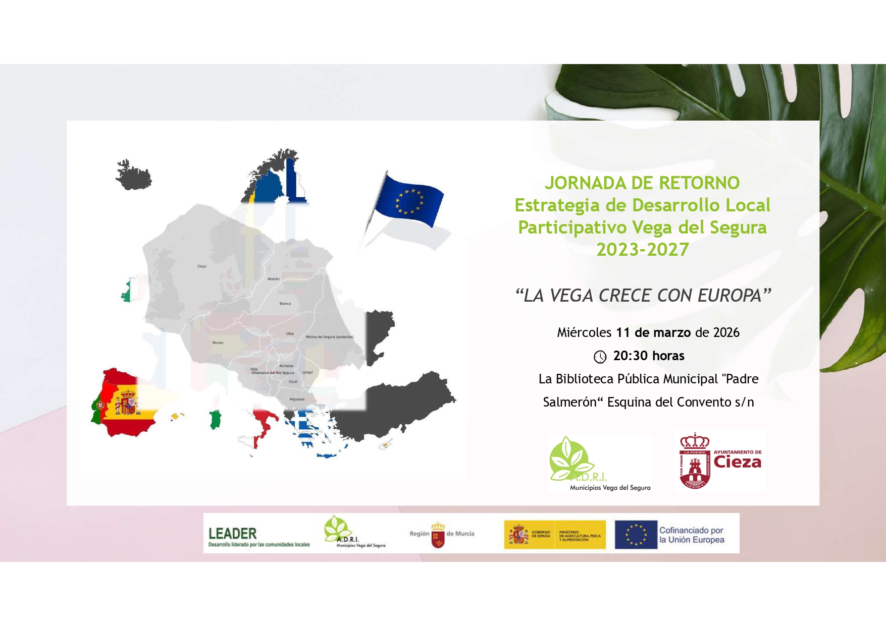 Cieza acogerá la Jornada de Retorno de la Estrategia de Desarrollo Local Participativo Vega del Segura 2023-2027