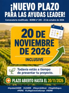 NUEVA MODIFICACION DEL PLAZO DE PRESENTACIÓN DE SOLICITUDES DE AYUDAS LEADER